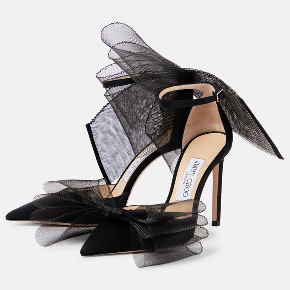 NWT Jimmy Choo Averly 100 black bow trimmed pumps - Picture 2 of 3